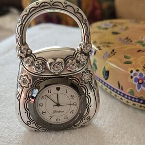 Brighton Miniture Pocket Book Shaped Jewel Embeded Travel Clock Small